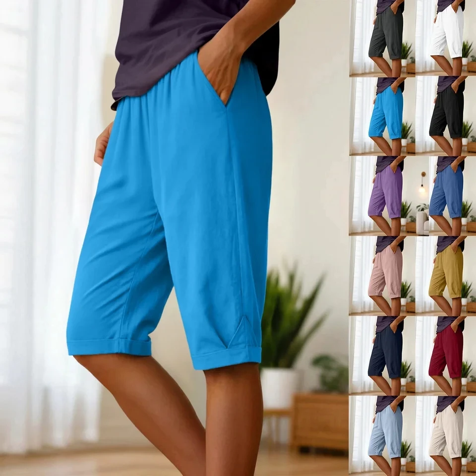 Womens Cotton Linen Capri Pants Summer Daily Cropped Trousers Casual Knee-Length Pants Solid Color Beach Shorts With Pockets
Womens Cotton Linen Capri Pants Summer Daily Cropped Trousers Casual Knee-Length Pants Solid Color Beach Shorts With Pockets