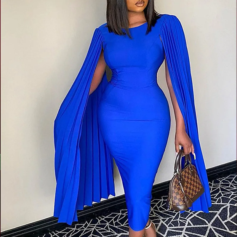 Sexy Party Night Club Birthday Dress for Women Elegant Cloak Sleeve O-neck Ruched Bodycon Midi Dresses Plus Size Dress Vestidos
Sexy Party Night Club Birthday Dress for Women Elegant Cloak Sleeve O-neck Ruched Bodycon Midi Dresses Plus Size Dress Vestidos