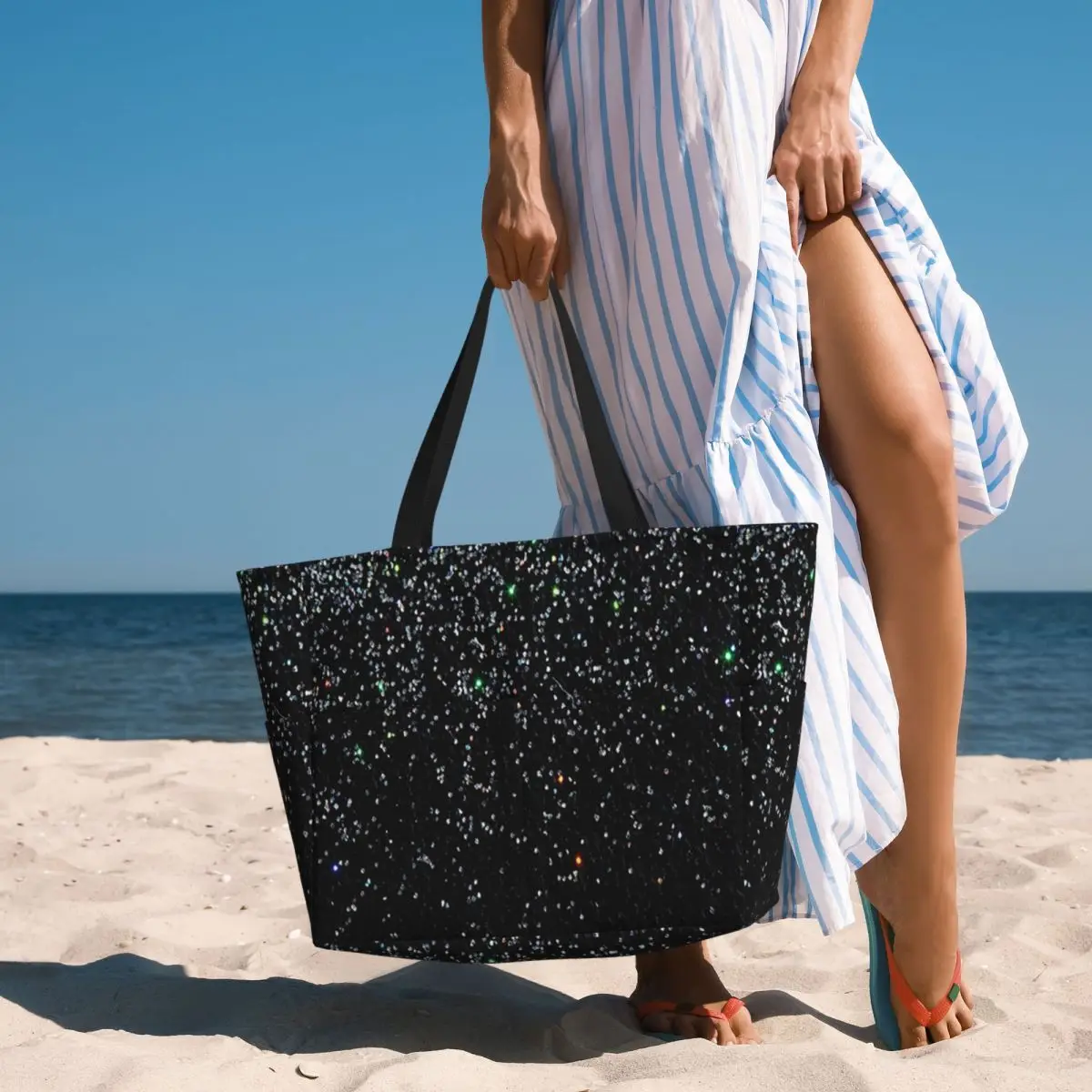 Black Silver Glitter Beach Tote Bag Sport Gym Yoga Duffle Large Tote Bag Women Travel Bag Fitness bag
Black Silver Glitter Beach Tote Bag Sport Gym Yoga Duffle Large Tote Bag Women Travel Bag Fitness bag