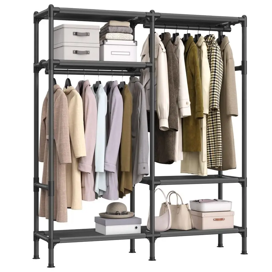 Heavy Duty Clothes Rack, 65 Inch Freestanding Portable Wardrobe with Hanging Rails and Shelves, Total Load 242 lb, Easy Assembl
Heavy Duty Clothes Rack, 65 Inch Freestanding Portable Wardrobe with Hanging Rails and Shelves, Total Load 242 lb, Easy Assembl