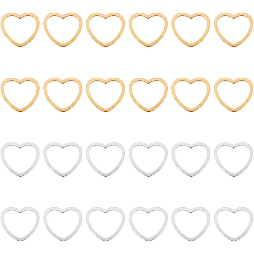 40pcs Heart Linking Charms 2 Colors Stainless Steel Linking Ring 10.5x11.5 mm Hollow Pendant Connectors for Jewelry Making
40pcs Heart Linking Charms 2 Colors Stainless Steel Linking Ring 10.5x11.5 mm Hollow Pendant Connectors for Jewelry Making