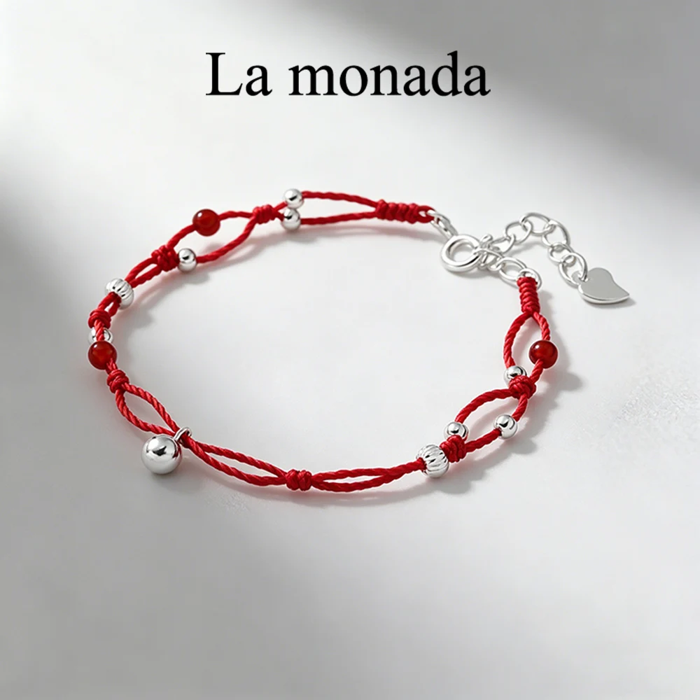 La Monada Red String Bracelet for Women 925 Silver Bead Adjustable Extension Chain Lucky Red Rope Charm Bracelet
La Monada Red String Bracelet for Women 925 Silver Bead Adjustable Extension Chain Lucky Red Rope Charm Bracelet
