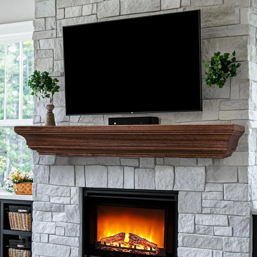 Деревянная плавающая полка для камина, настенная, коричневая, 60 см
Деревянная плавающая полка для камина, настенная, коричневая, 60 см