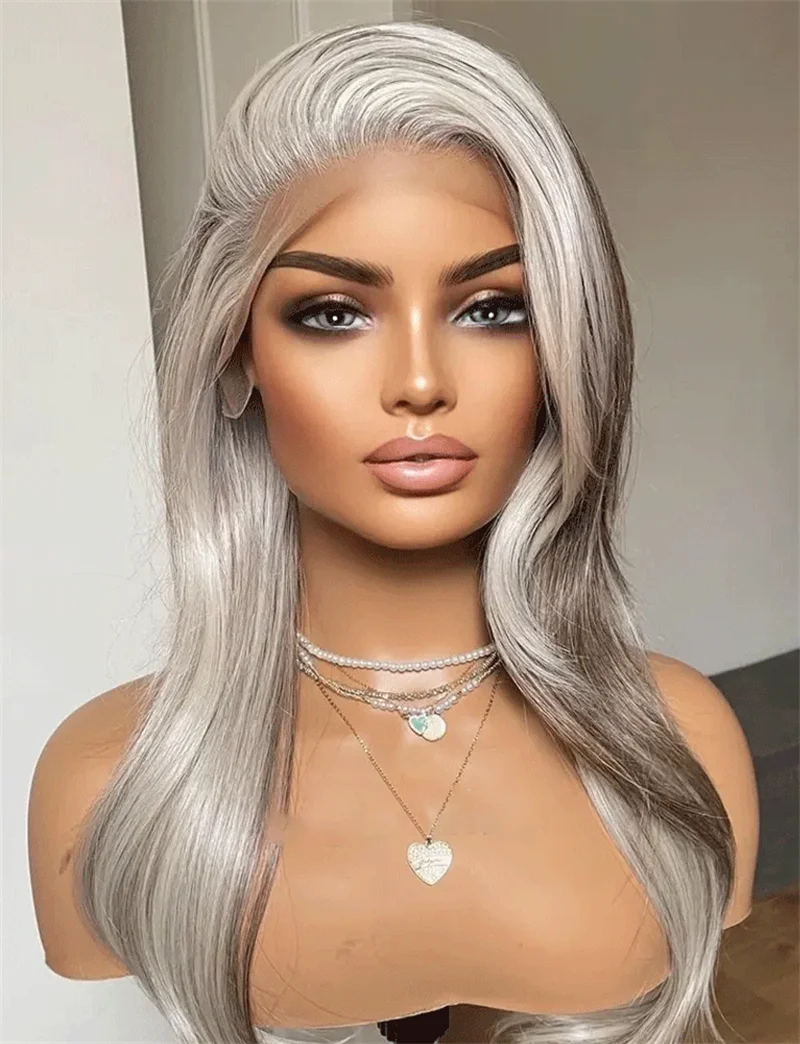 Platinum Mix Brown Wig 13×4 Lace Wig Ash Platinum Streaks Synthetic Lace Front Wig For Women Ocean Wave Wig Natural Layered Wig
Platinum Mix Brown Wig 13×4 Lace Wig Ash Platinum Streaks Synthetic Lace Front Wig For Women Ocean Wave Wig Natural Layered Wig