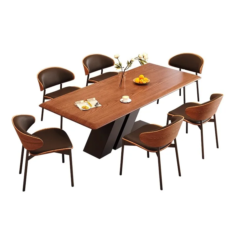 Walnut color full solid wood dining table and chair combination Nordic small apartment rectangular dining table versatile model
Walnut color full solid wood dining table and chair combination Nordic small apartment rectangular dining table versatile model