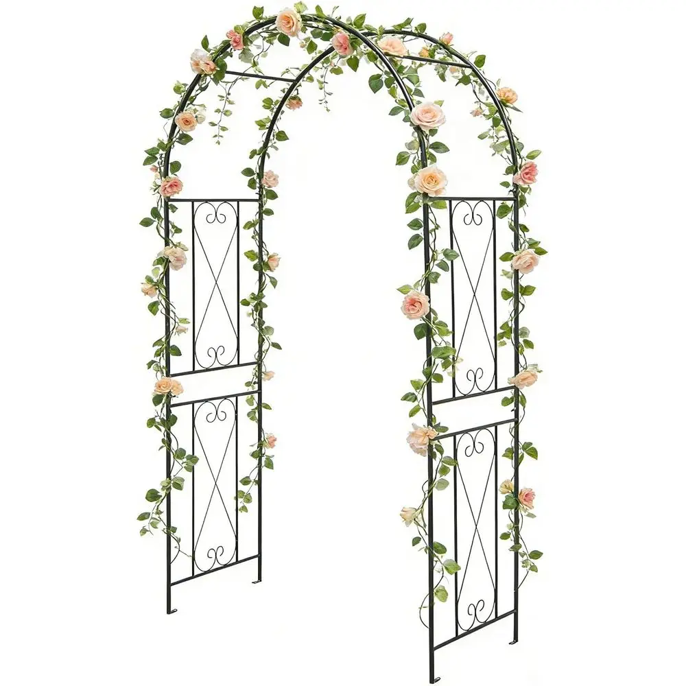 Black Metal Garden Arch Arbor with 4 Ground Stakes, Outdoor Decor for Climbing Plants or Weddings, Easy Assembly
Black Metal Garden Arch Arbor with 4 Ground Stakes, Outdoor Decor for Climbing Plants or Weddings, Easy Assembly