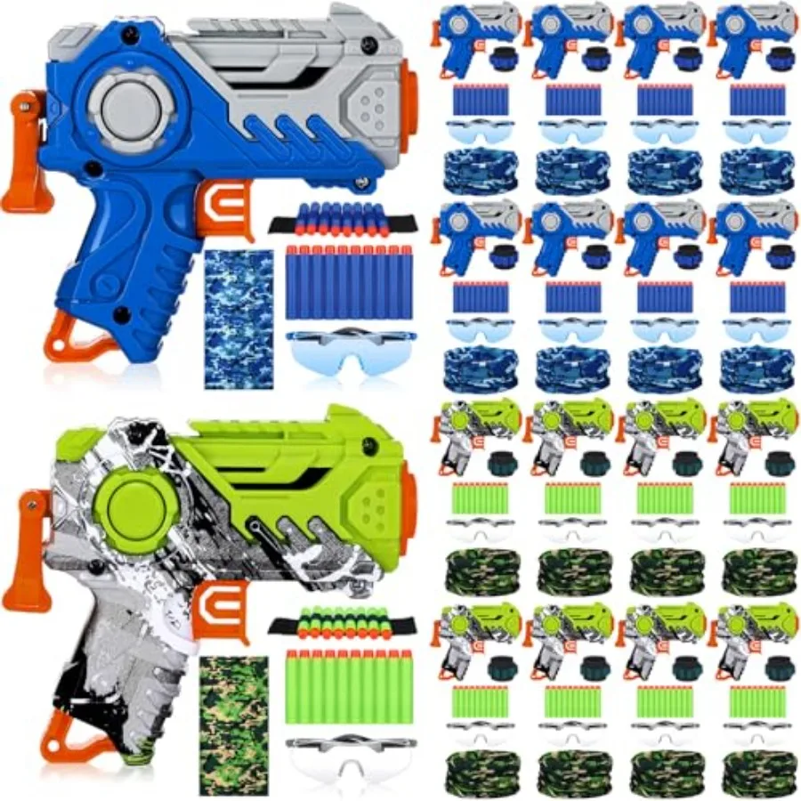 Tactical party supplies for birthday celebrations: blue and green plastic toy guns, wrist belt band, foam bullets, safety glass
Tactical party supplies for birthday celebrations: blue and green plastic toy guns, wrist belt band, foam bullets, safety glass