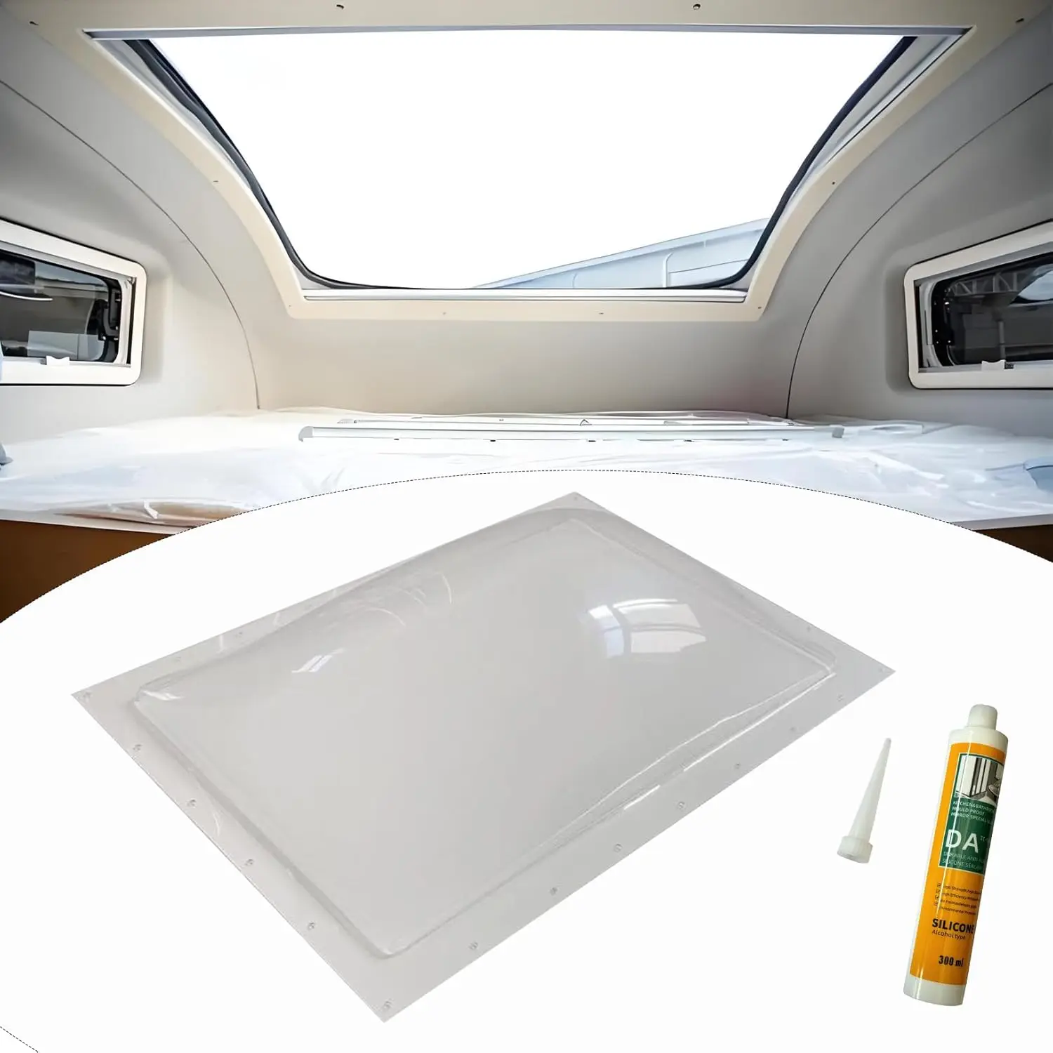 RV Skylight Replacement Kit, 17" x 25" OD Outer Dome Fits 14" x 22" Openings for Camper Trailer (Clear)
RV Skylight Replacement Kit, 17" x 25" OD Outer Dome Fits 14" x 22" Openings for Camper Trailer (Clear)