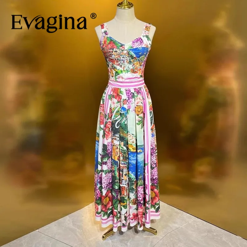 Evagina Fashion Design Women's Pure Cotton Striped Flower Printed Sling High Waist Skirt Versatile Large Swing Long Skirt
Evagina Fashion Design Women's Pure Cotton Striped Flower Printed Sling High Waist Skirt Versatile Large Swing Long Skirt