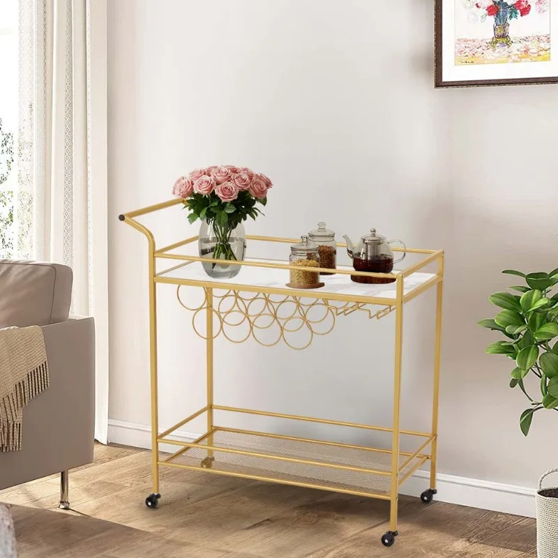 EROMMY Gold Bar Cart with Wine Rack & Glass Holders, Rolling Serving Cart with Wheels for Kitchen, Dining Room, or Home Bar
EROMMY Gold Bar Cart with Wine Rack & Glass Holders, Rolling Serving Cart with Wheels for Kitchen, Dining Room, or Home Bar