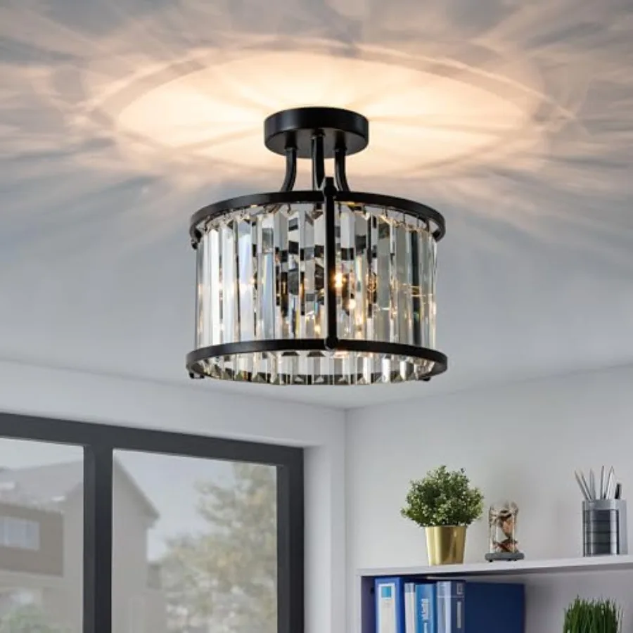 Crystal Semi Flush Mount Ceiling Light, 3-Light Small Chandelier Ceiling Lighting Fixtures, 11.5" Black Hallway Entryway Ceilin
Crystal Semi Flush Mount Ceiling Light, 3-Light Small Chandelier Ceiling Lighting Fixtures, 11.5" Black Hallway Entryway Ceilin