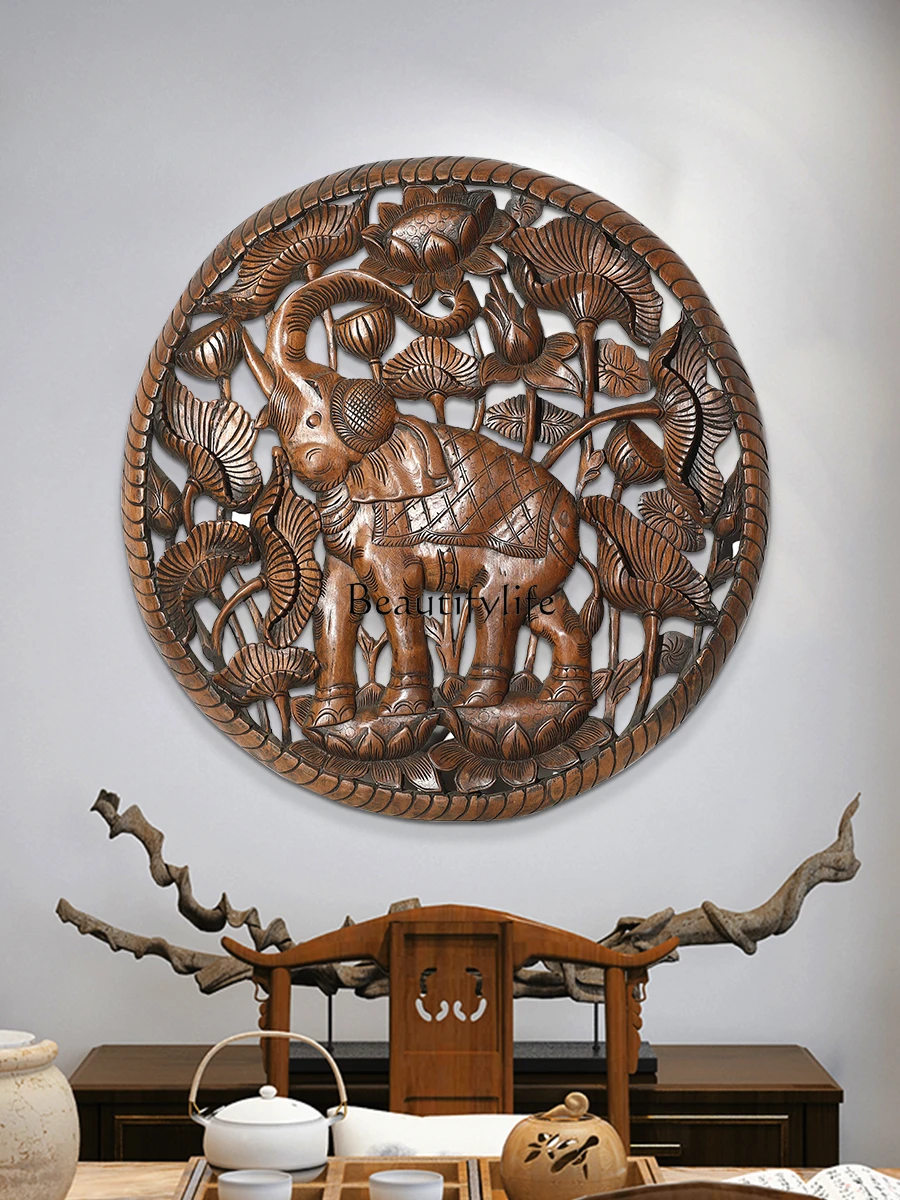 Thailand Craft Solid Wood round Carved Board Southeast Asian Style Wall Decoration Hollow Hanging Decoration
Thailand Craft Solid Wood round Carved Board Southeast Asian Style Wall Decoration Hollow Hanging Decoration