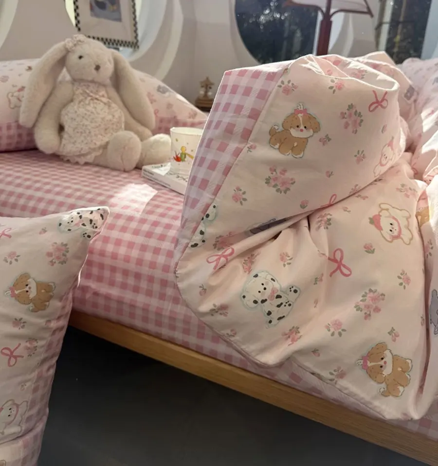 Cute pink dog flower plaid bedding set kid teen,twin full queen lovely puppy cotton home textile sheet pillow case quilt cover
Cute pink dog flower plaid bedding set kid teen,twin full queen lovely puppy cotton home textile sheet pillow case quilt cover