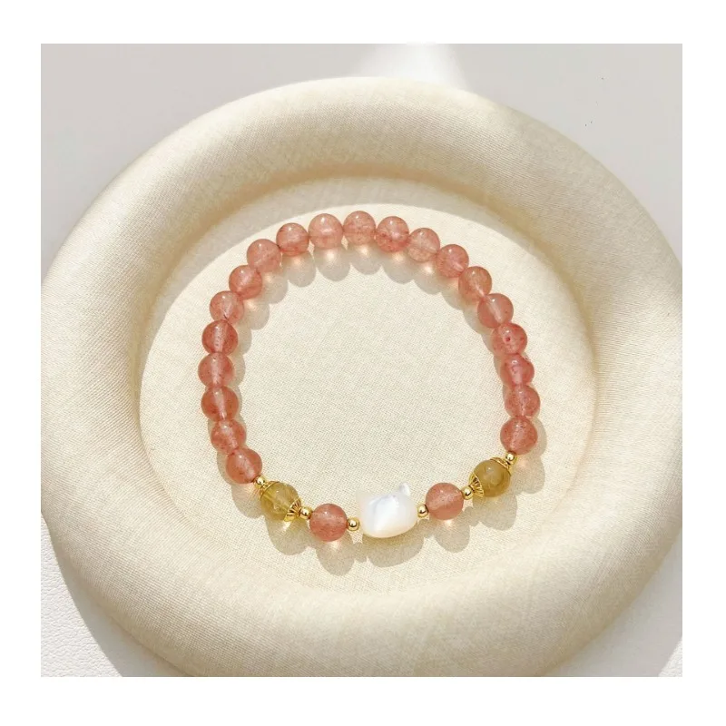 New Natural Strawberry Crystal Shell Cat Beaded Bracelet Female Lotus Root Color Fresh and Sweet Temperament Niche Gentle Style
New Natural Strawberry Crystal Shell Cat Beaded Bracelet Female Lotus Root Color Fresh and Sweet Temperament Niche Gentle Style