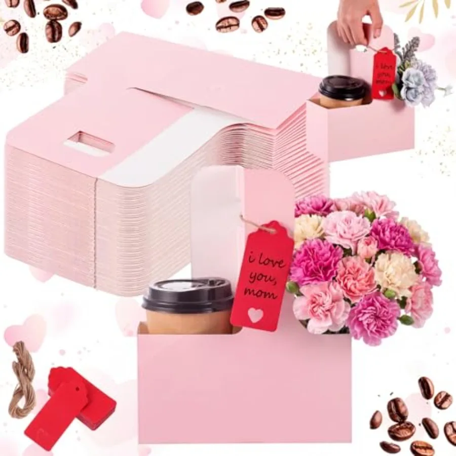 150 Pack Mother's Day 2 Cup Drink Carrier with Handle, Kraft Paperboard Teacher Cup Holder Portable for Hot Cold Drinks, Coffee
150 Pack Mother's Day 2 Cup Drink Carrier with Handle, Kraft Paperboard Teacher Cup Holder Portable for Hot Cold Drinks, Coffee