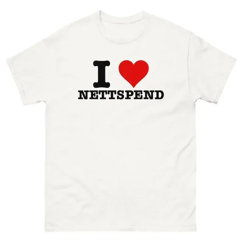 Черный юмор с буквами «Я люблю NETTSPEND», забавная футболка с принтом I Heart Nettspend, футболка с рисунком, женская и мужская хлопковая футболка с короткими рукавами
Черный юмор с буквами «Я люблю NETTSPEND», забавная футболка с принтом I Heart Nettspend, футболка с рисунком, женская и мужская хлопковая футболка с короткими рукавами