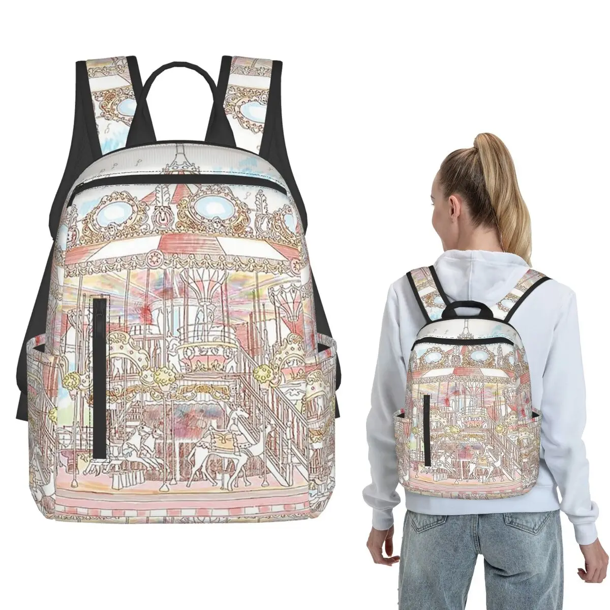 Pastel Circus Carousel Backpack Daypack Boys Girls BookBag School Bag Shoulder Bags for Men Women
Pastel Circus Carousel Backpack Daypack Boys Girls BookBag School Bag Shoulder Bags for Men Women