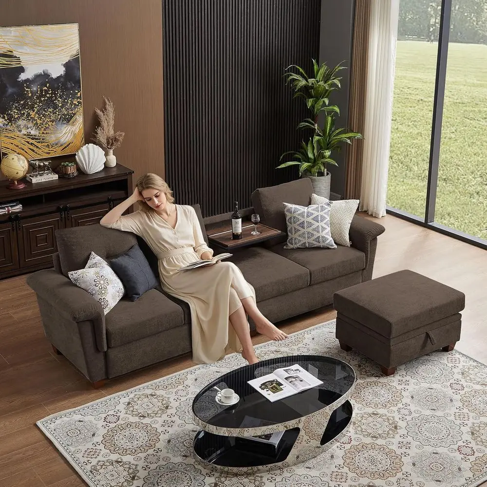 108" Sectional Soa, Convertible L Shaped Soa with Ottoman and Large Storage, 4 Seat Sectional Couch with Cup Holder, Couches or
108" Sectional Soa, Convertible L Shaped Soa with Ottoman and Large Storage, 4 Seat Sectional Couch with Cup Holder, Couches or