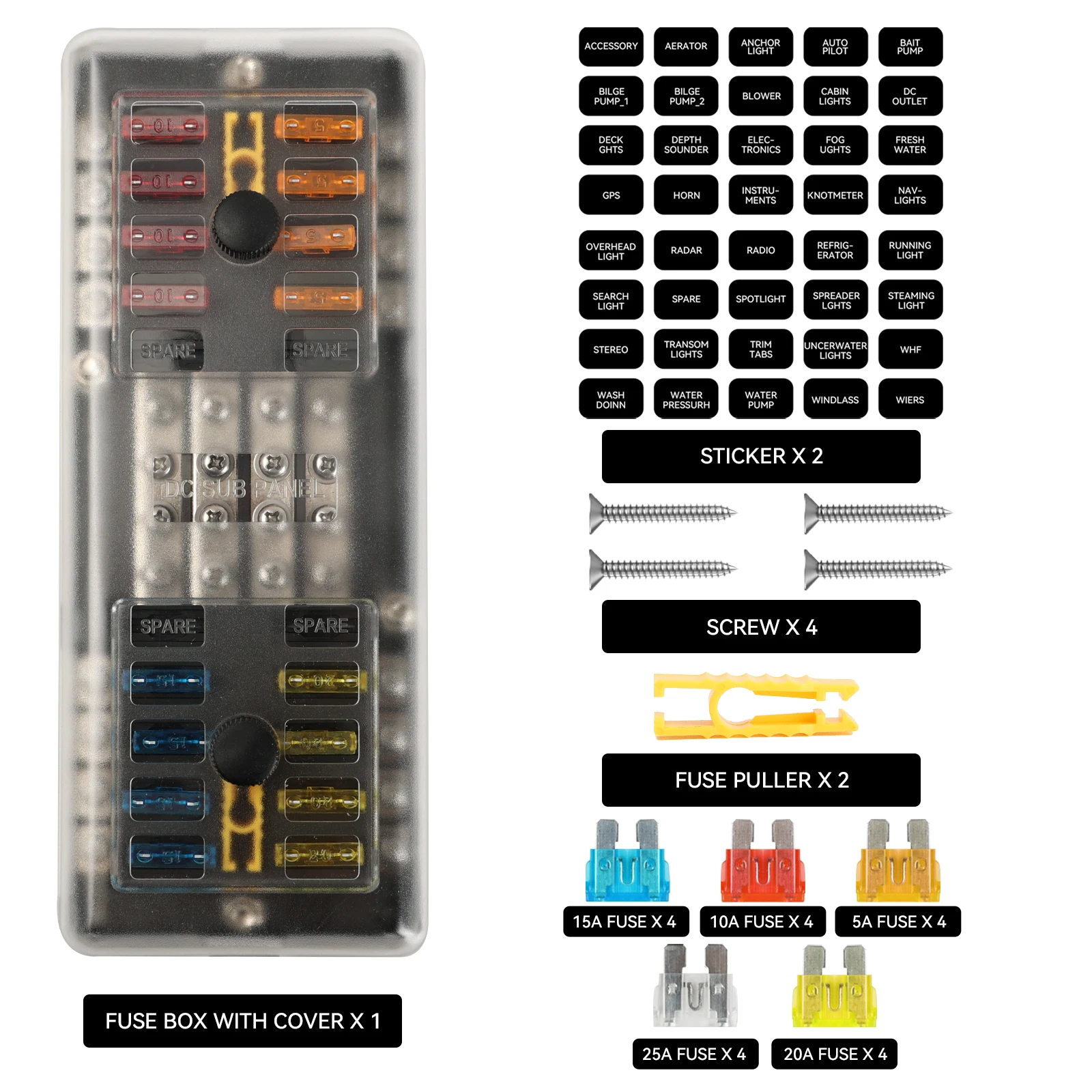 16 Way Waterproof Fusebox Blade Block Circuit Holder Fuse DC 12V 32V Panel Cover For Car Boat Marine Trike Truck Vehicle SUV RV
16 Way Waterproof Fusebox Blade Block Circuit Holder Fuse DC 12V 32V Panel Cover For Car Boat Marine Trike Truck Vehicle SUV RV