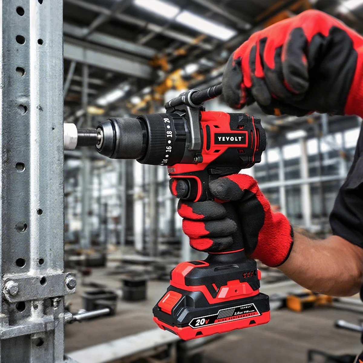 Бесщеточная аккумуляторная дрель промышленного класса YEVOLT 20 В — высокий крутящий момент 180 Нм для тяжелых работ, противоскользящая эргономичная ручка
Бесщеточная аккумуляторная дрель промышленного класса YEVOLT 20 В — высокий крутящий момент 180 Нм для тяжелых работ, противоскользящая эргономичная ручка