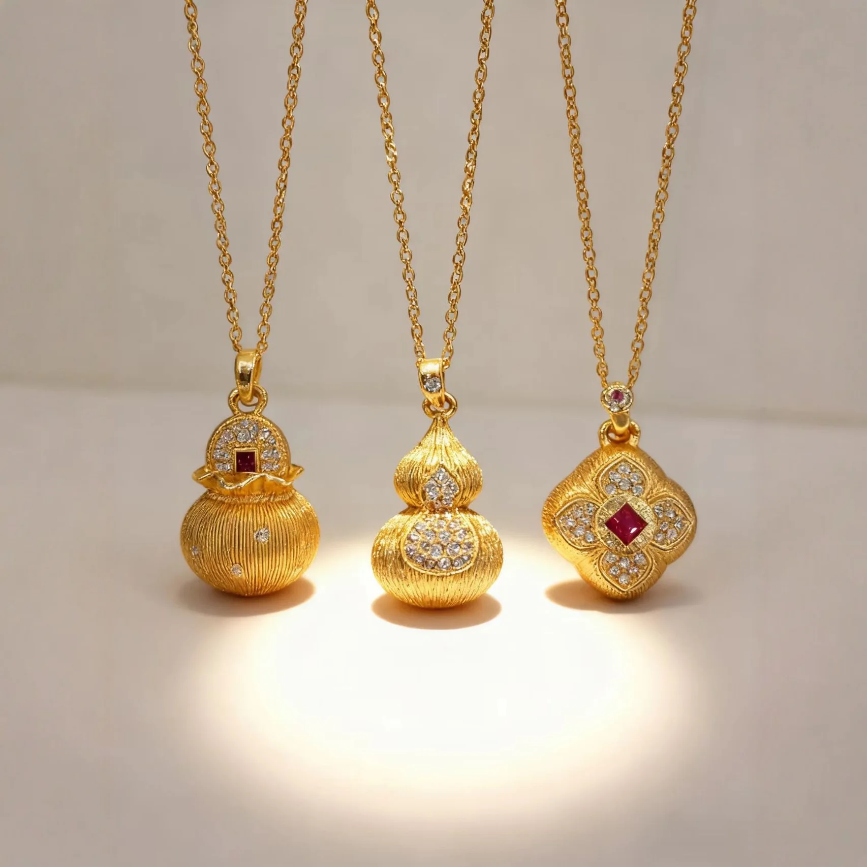 Diamond-Studded Gourd Necklace Women's 24K Gold AU999 - Full diamond-studded gourd, full of aura, spotlight of banquets
Diamond-Studded Gourd Necklace Women's 24K Gold AU999 - Full diamond-studded gourd, full of aura, spotlight of banquets