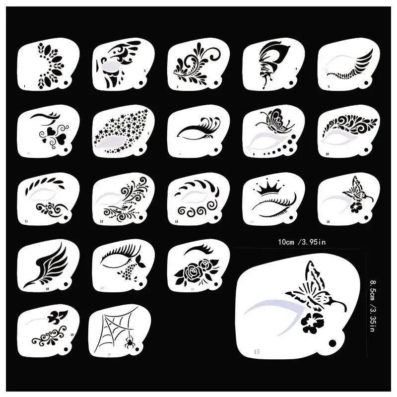 Face Paint Stencils Professional Body Art Paint Stencils Reusable For Adults Kids Easily Use Templates For Parties Makeup Tools 
Face Paint Stencils Professional Body Art Paint Stencils Reusable For Adults Kids Easily Use Templates For Parties Makeup Tools