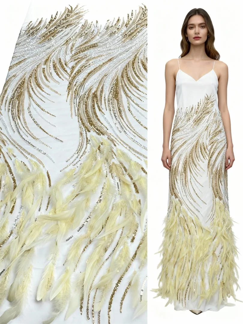 Fashion 3D Feather Lace 2025 High Quality African Lace Fabric Bead French Feather For Nigerian Ladies Party Wedding Dress Sewing
Fashion 3D Feather Lace 2025 High Quality African Lace Fabric Bead French Feather For Nigerian Ladies Party Wedding Dress Sewing