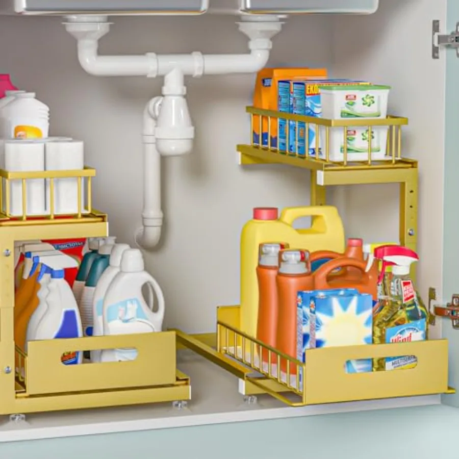 Under Sink Organizer, 2-Tier Premium Metal Pull-Out Racks with Adjustable Height, Heavy Duty Sliding Bin for Bathroom and Kitch
Under Sink Organizer, 2-Tier Premium Metal Pull-Out Racks with Adjustable Height, Heavy Duty Sliding Bin for Bathroom and Kitch