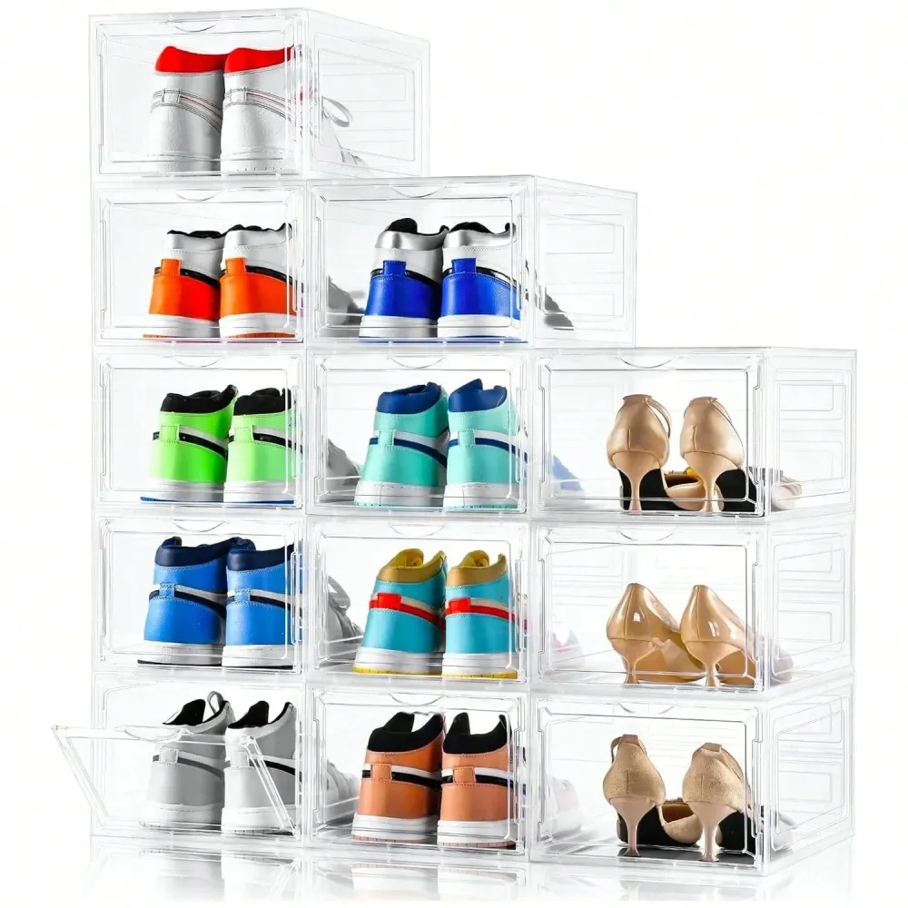 XLarge Shoe Organizer,Shoe Storage Organizer,12 Pack,Shoe Box Clear Plastic Stackable,Drop Front Shoe Box With Clear Door, Shoe
XLarge Shoe Organizer,Shoe Storage Organizer,12 Pack,Shoe Box Clear Plastic Stackable,Drop Front Shoe Box With Clear Door, Shoe