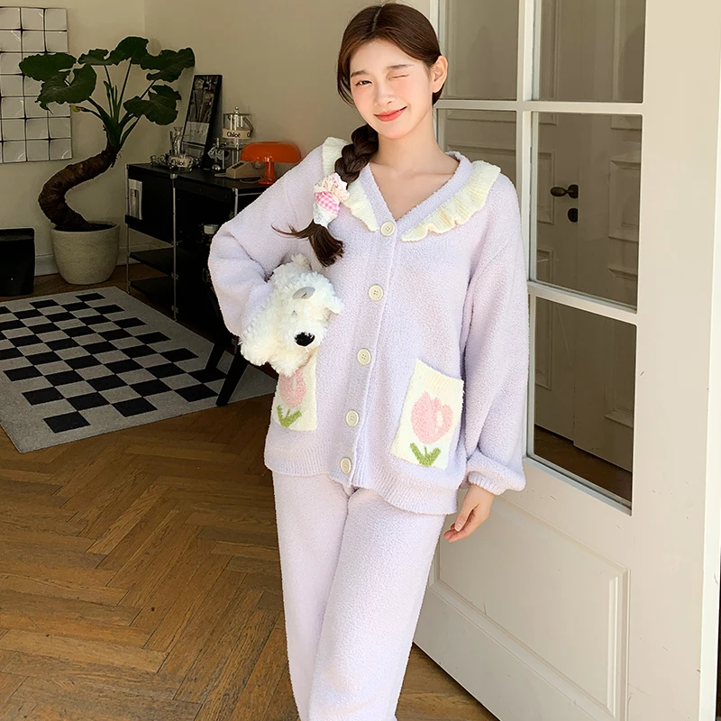 Autumn and winter fashion pocket tulip sweet leisure can be worn outside pajamas
Autumn and winter fashion pocket tulip sweet leisure can be worn outside pajamas