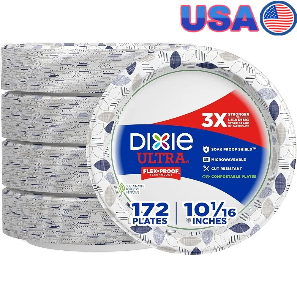 Ultra Large Heavy Duty Paper Plates 10 Inch 172 Count Microwave Safe Soak Proof Cut Resistant Disposable Plates Everyday Use
Ultra Large Heavy Duty Paper Plates 10 Inch 172 Count Microwave Safe Soak Proof Cut Resistant Disposable Plates Everyday Use