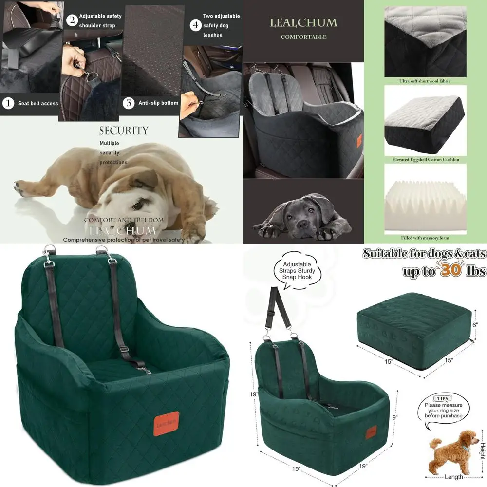 Elevated Pet Car Seat with Cushion, Detachable & Washable, 2 Pockets, Fits Front/Back, Easy Install, Medium, Green
Elevated Pet Car Seat with Cushion, Detachable & Washable, 2 Pockets, Fits Front/Back, Easy Install, Medium, Green
