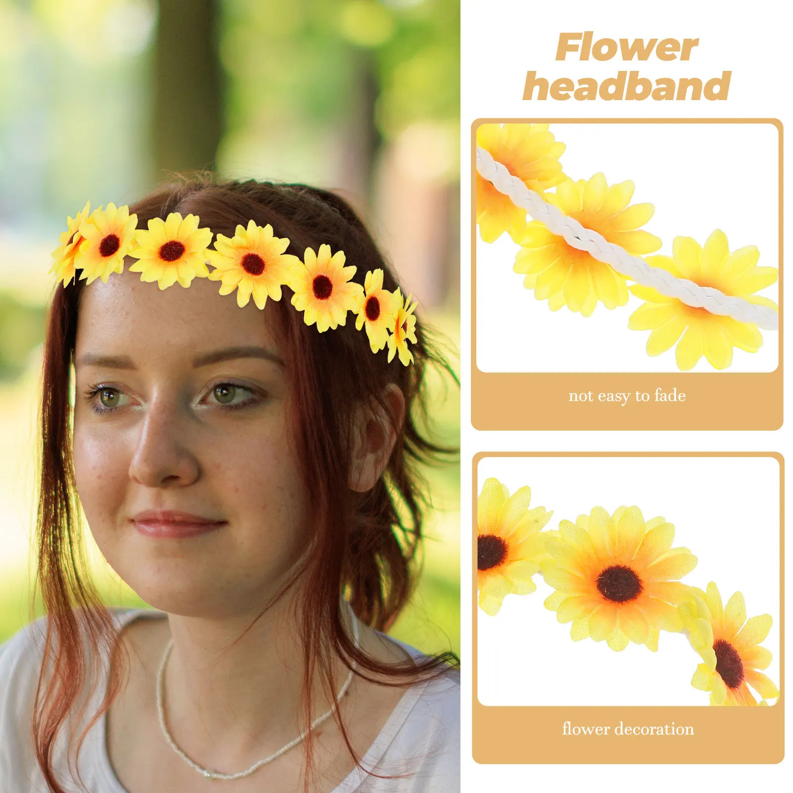 4Pcs Sunflower Headband Flower Hair Accessories Elegant Comfortable Hairbands for Wedding Party Festival Beach Prom
4Pcs Sunflower Headband Flower Hair Accessories Elegant Comfortable Hairbands for Wedding Party Festival Beach Prom