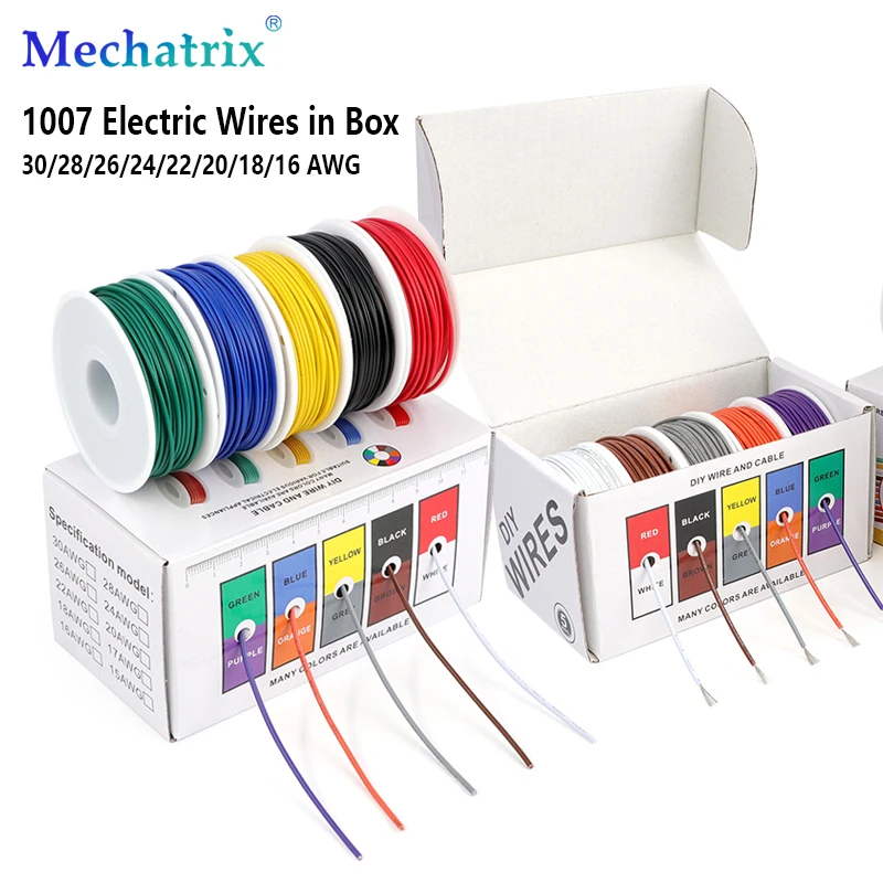 Boxed 1007 Electric Wire ( 5 Colors Mix Kit ) PVC Insulated Tinned Copper Cable 30/28/26/24/22/20/18/16 AWG Stranded PCB Wires
Boxed 1007 Electric Wire ( 5 Colors Mix Kit ) PVC Insulated Tinned Copper Cable 30/28/26/24/22/20/18/16 AWG Stranded PCB Wires