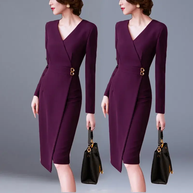 Women 2024 Autumn Elegant Long Sleeve Slim Dress Female New V-neck Solid Color Vestidos Ladies Sexy Package Hip Dresses D823
Women 2024 Autumn Elegant Long Sleeve Slim Dress Female New V-neck Solid Color Vestidos Ladies Sexy Package Hip Dresses D823