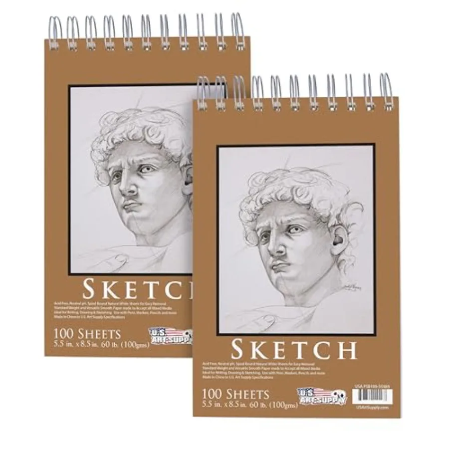 5.5"x8.5" Top Spiral Bound Sketch Book, 2 Pack, 100 Sheets Each, 60lb 100gsm,Acid-Free, Artist Sketchbook, Drawing Pad for Adul
5.5"x8.5" Top Spiral Bound Sketch Book, 2 Pack, 100 Sheets Each, 60lb 100gsm,Acid-Free, Artist Sketchbook, Drawing Pad for Adul
