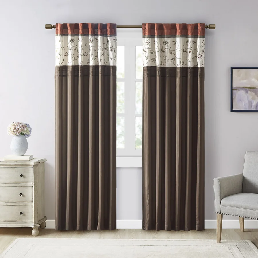 Embroidered Curtain Panel for living room, polyester fabric, navy blue, elegant floral embroidery and light-filtering opacity
Embroidered Curtain Panel for living room, polyester fabric, navy blue, elegant floral embroidery and light-filtering opacity
