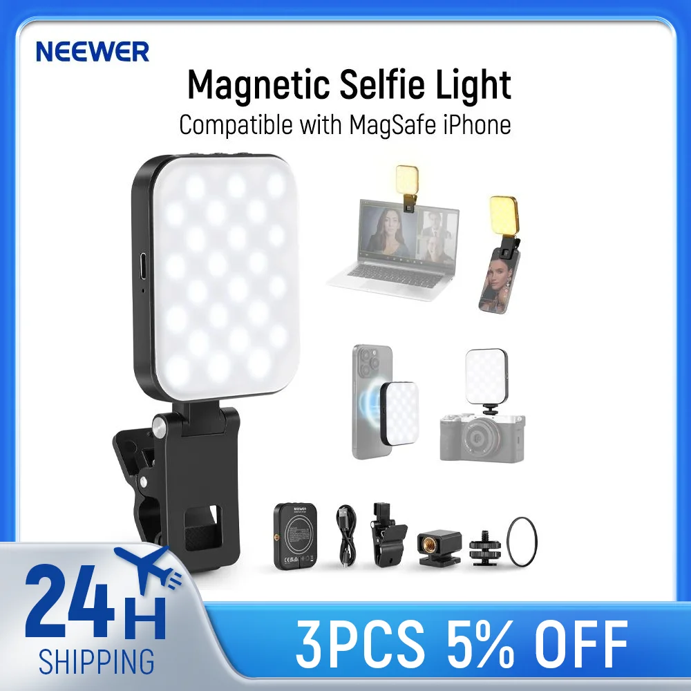 NEEWER Magnetic Selfie Light Compatible with MagSafe iPhone 16 15 Pro Max Plus, Clip on Video Conference Lighting Fill Light
NEEWER Magnetic Selfie Light Compatible with MagSafe iPhone 16 15 Pro Max Plus, Clip on Video Conference Lighting Fill Light