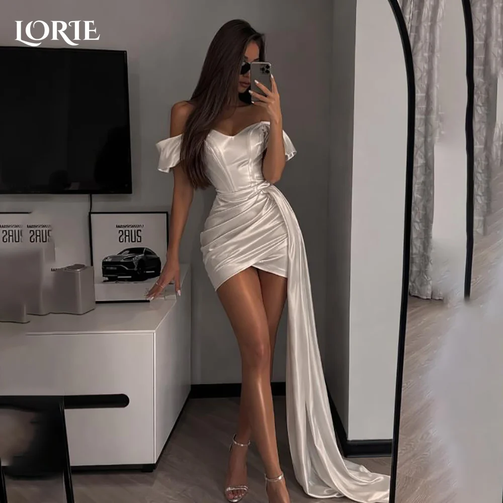 LORIE Vintage Lace Short Mermaid Wedding Dress Pleats Hi-Lo Off Shoulder Ruffle Mini Bridal Gown Princess Bride Gown Customized
LORIE Vintage Lace Short Mermaid Wedding Dress Pleats Hi-Lo Off Shoulder Ruffle Mini Bridal Gown Princess Bride Gown Customized