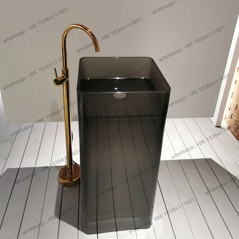 Modern minimalist color transparent floor-to-ceiling wash basin hotel bathroom creative resin column basin
Modern minimalist color transparent floor-to-ceiling wash basin hotel bathroom creative resin column basin