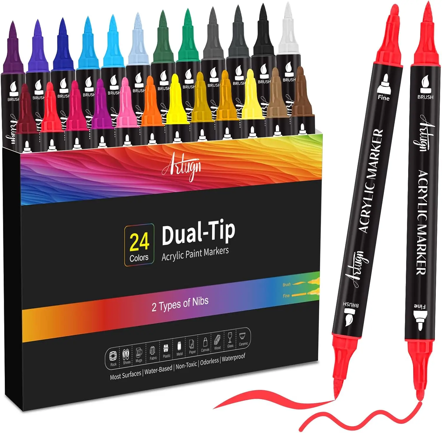 Набор акриловых маркеров с двумя наконечниками, 24 цвета, для росписи камней, керамики, дерева, пластика, каллиграфии и поделок своими руками
Набор акриловых маркеров с двумя наконечниками, 24 цвета, для росписи камней, керамики, дерева, пластика, каллиграфии и поделок своими руками