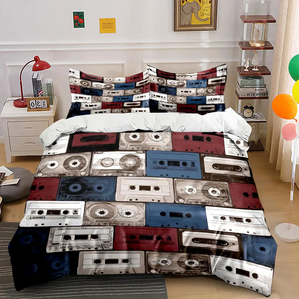 Retro Cassette Tape Decor Set Bedding Set with 1 Duvet Cover 2 Pillowcases Single Double King Queen, Gift
Retro Cassette Tape Decor Set Bedding Set with 1 Duvet Cover 2 Pillowcases Single Double King Queen, Gift