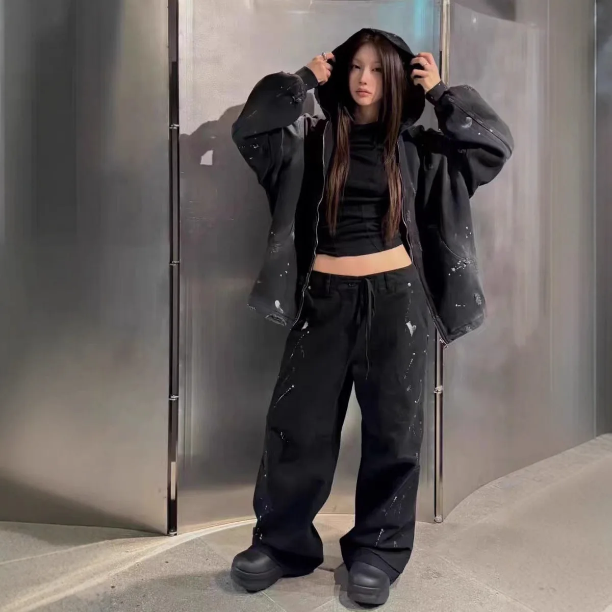 American Sle Casual Pants Loose Straight Leg Trousers Sweatpants Long Pants Dye Splaing Large ket High Waist Knitted
American Sle Casual Pants Loose Straight Leg Trousers Sweatpants Long Pants Dye Splaing Large ket High Waist Knitted
