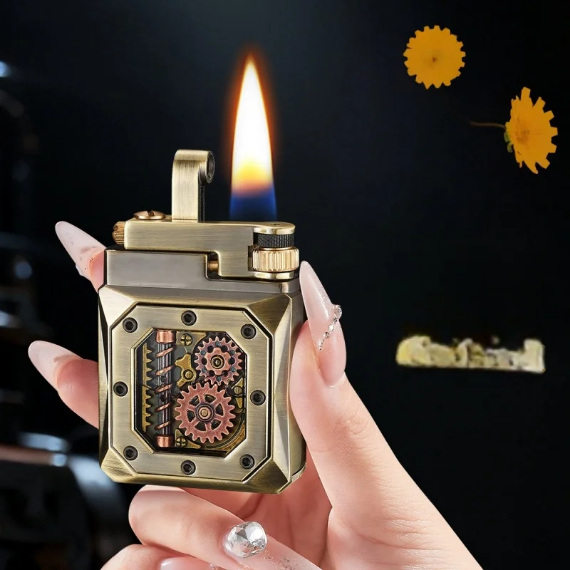 Steampunk Gear Mechanical Lighter, Vintage Windproof Butane Gas Lighter with Transparent Gear Design, Creative Metal Lighter
Steampunk Gear Mechanical Lighter, Vintage Windproof Butane Gas Lighter with Transparent Gear Design, Creative Metal Lighter