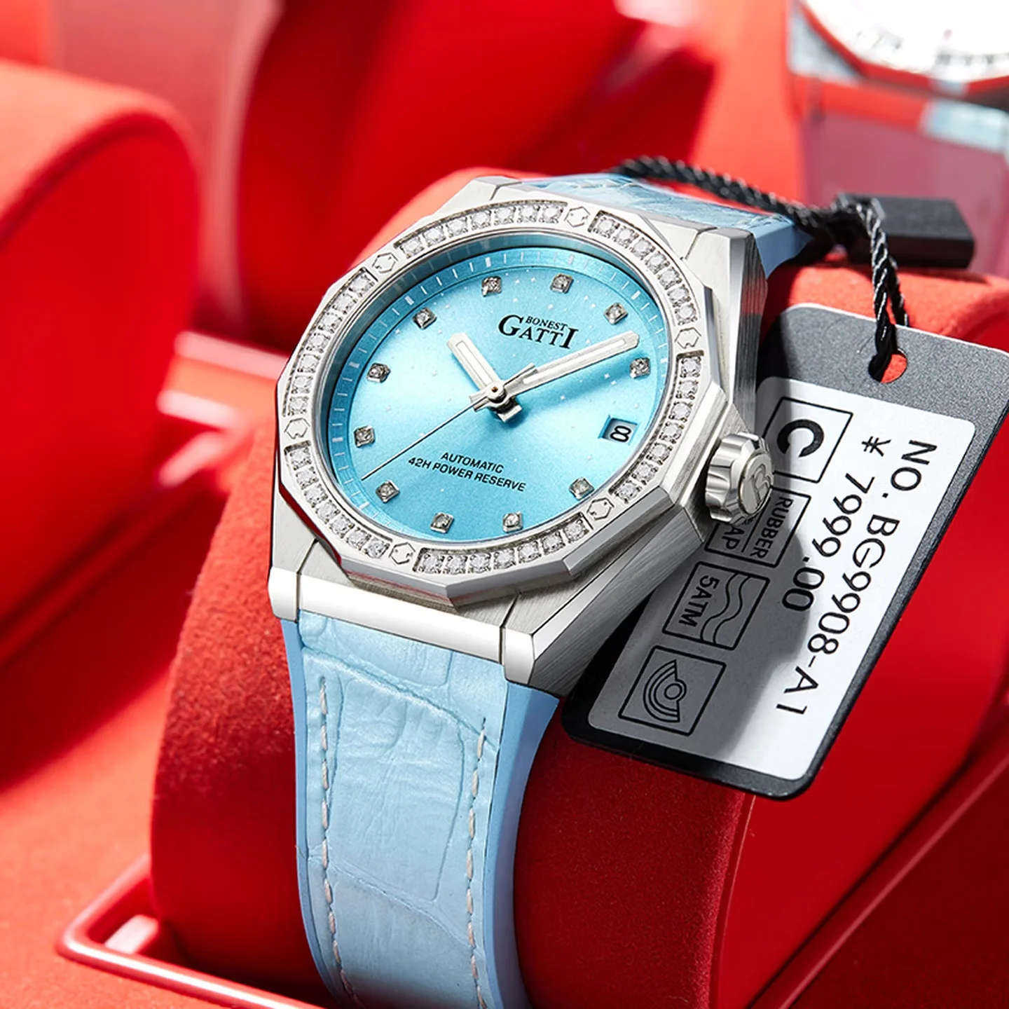 BONEST GATTI Women Automatic Mechanical Watch Starry Dial Sapphire Glass Leather Strap Waterproof Elegant Wristwatch
BONEST GATTI Women Automatic Mechanical Watch Starry Dial Sapphire Glass Leather Strap Waterproof Elegant Wristwatch