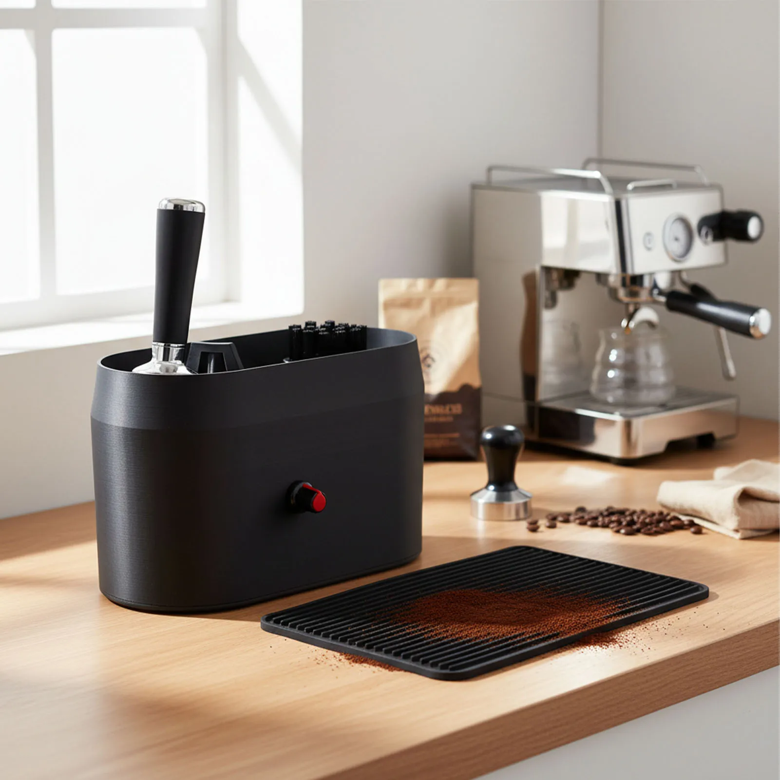 Spill Proof Coffee Portafilter Cleaning Box with Hard Bristle Brush for Home Espresso Maintenance
Spill Proof Coffee Portafilter Cleaning Box with Hard Bristle Brush for Home Espresso Maintenance
