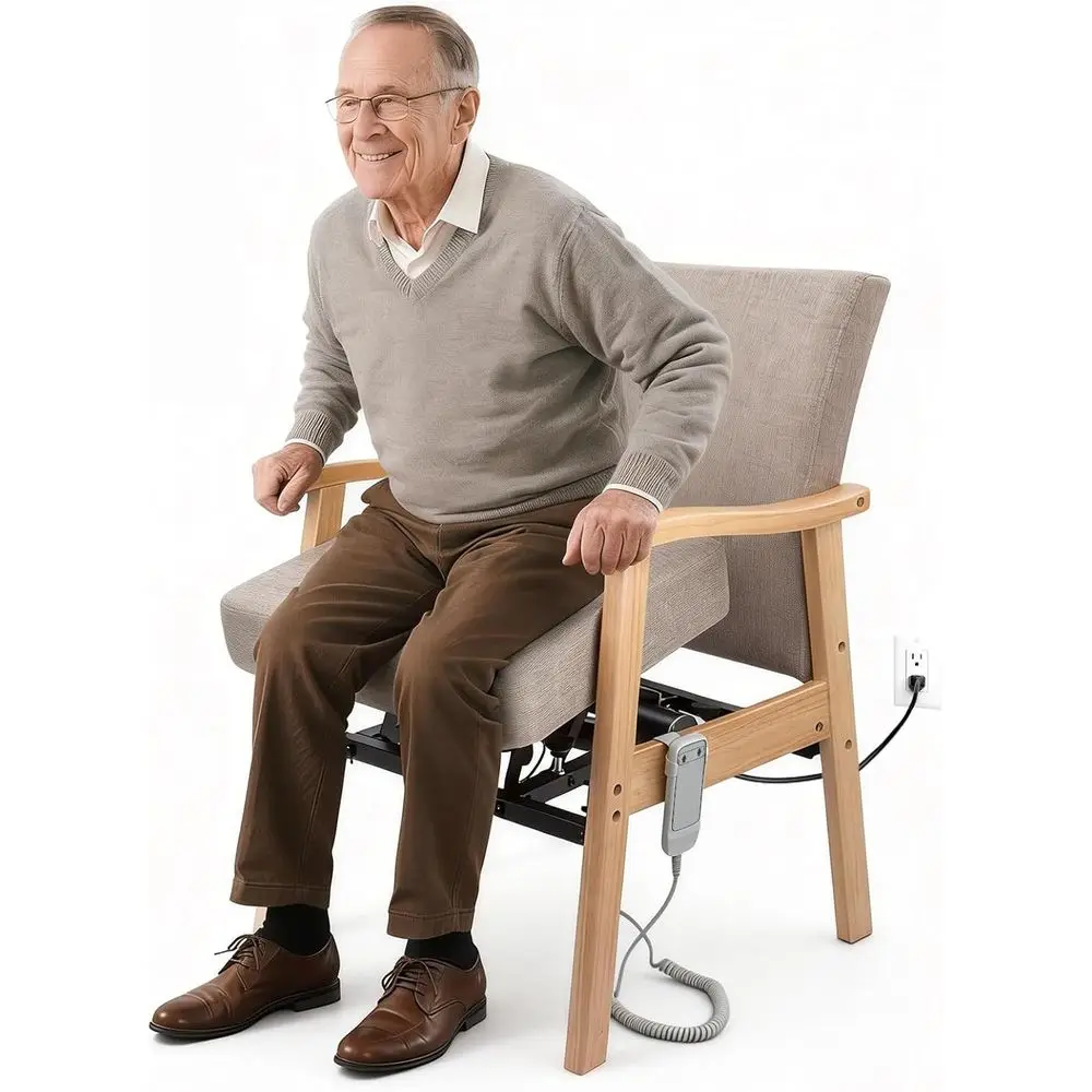 Solid Wood Sit-Stand Chair with Steel Reinforcement, Electric Upholstered Armchair, Supports 280 lbs, Beige
Solid Wood Sit-Stand Chair with Steel Reinforcement, Electric Upholstered Armchair, Supports 280 lbs, Beige