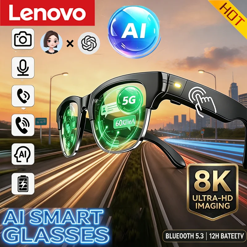 Lenovo HOT 8K HD AI Smart Sunglasses AI Translation Hands-Free Calling Music Playback & Chat Logging Smart Glasses for Men 2027
Lenovo HOT 8K HD AI Smart Sunglasses AI Translation Hands-Free Calling Music Playback & Chat Logging Smart Glasses for Men 2027