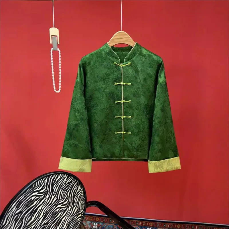 New Chinese style women's dress jacquard stand collar long sleeve coat disc splicing temperament blouse
New Chinese style women's dress jacquard stand collar long sleeve coat disc splicing temperament blouse