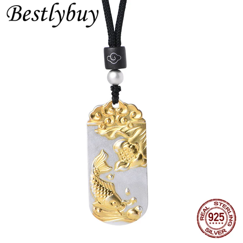 999 Pure Silver Gold-plated Auspicious Cloud Lotus Carp Worry Free Brand Pure Silver Pendant For Men's Domineering High-end Gift
999 Pure Silver Gold-plated Auspicious Cloud Lotus Carp Worry Free Brand Pure Silver Pendant For Men's Domineering High-end Gift